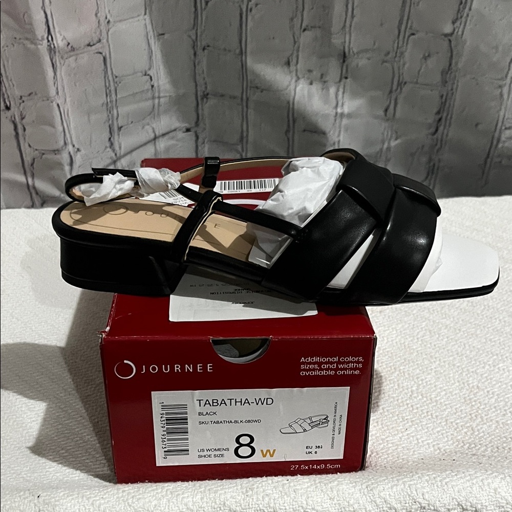 Journee Collection Black and White Women's Sandals